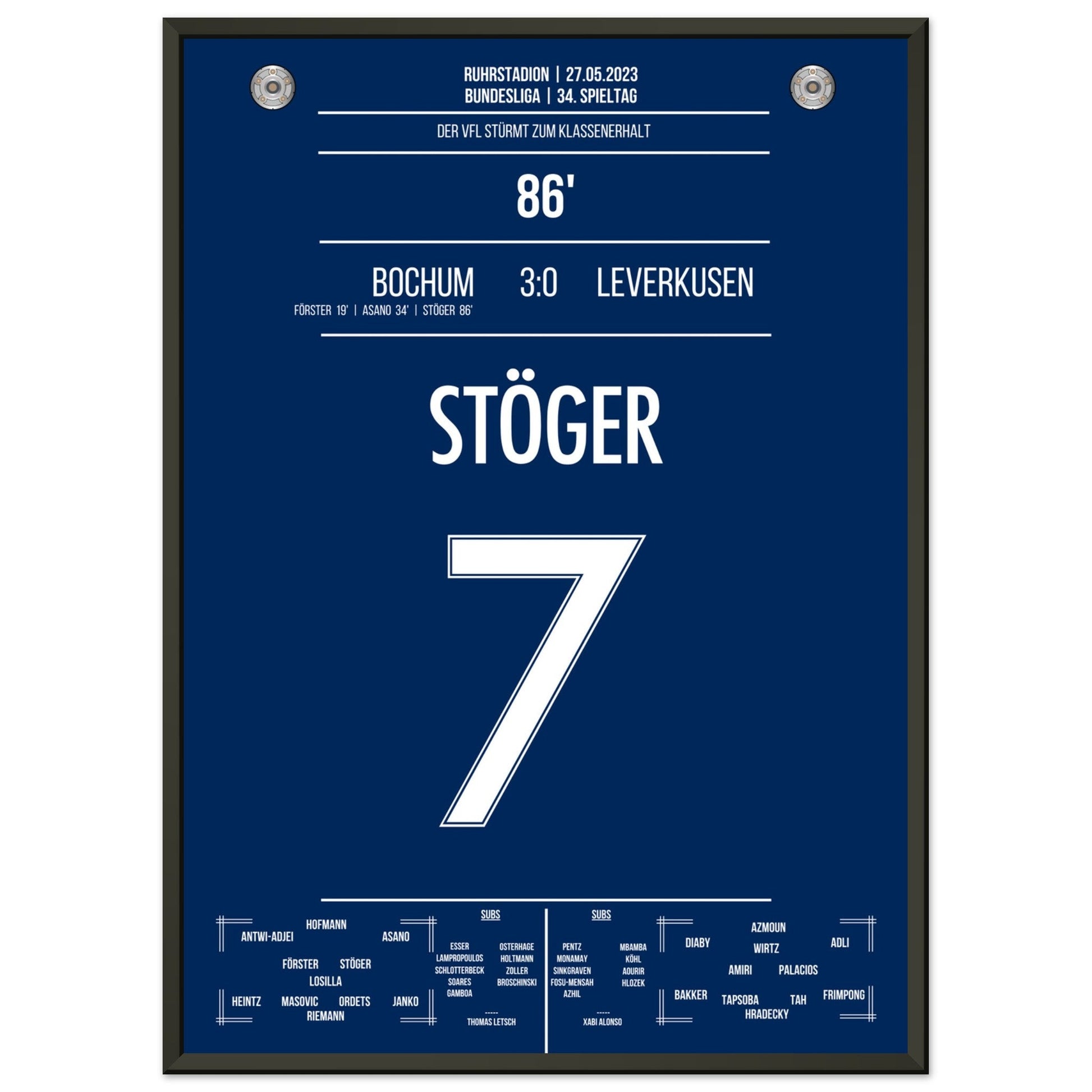 Bochum's Sturm zum Klassenerhalt 2023 50x70-cm-20x28-Schwarzer-Aluminiumrahmen