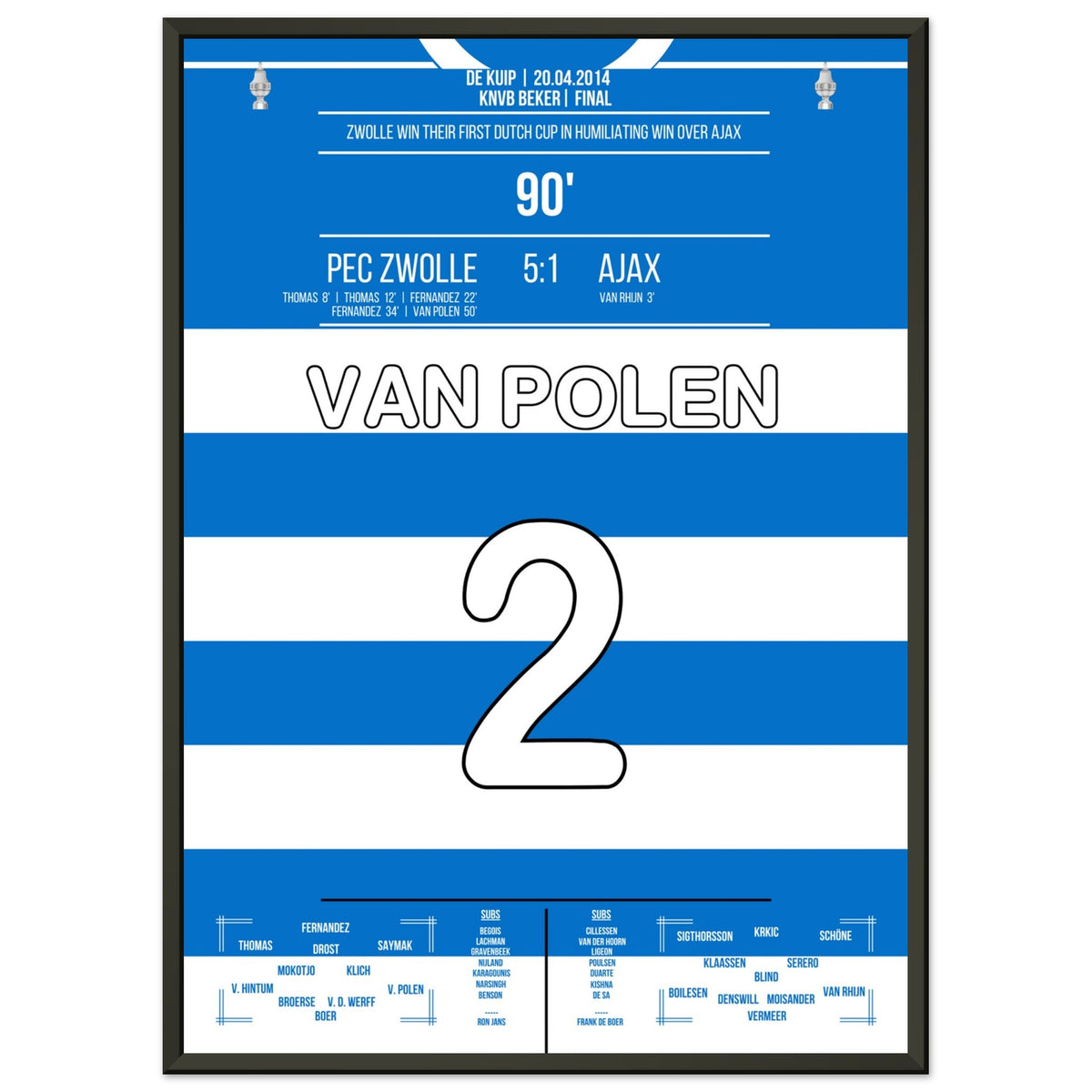 Le capitaine Van Polen lors de la première victoire de Zwolle en coupe dans l'histoire du club