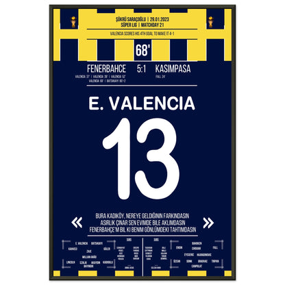 Viererpack von Enner Valencia gegen Kasimpasa in 2023 60x90-cm-24x36-Schwarzer-Aluminiumrahmen