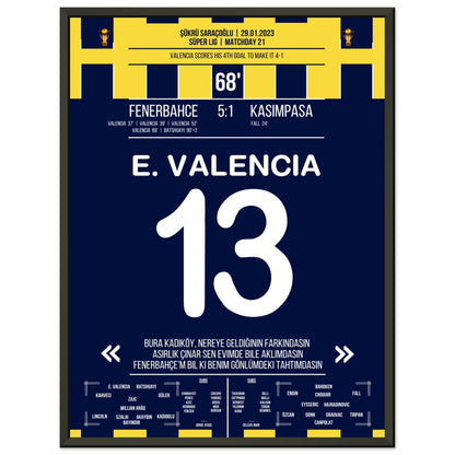 Viererpack von Enner Valencia gegen Kasimpasa in 2023 45x60-cm-18x24-Schwarzer-Aluminiumrahmen